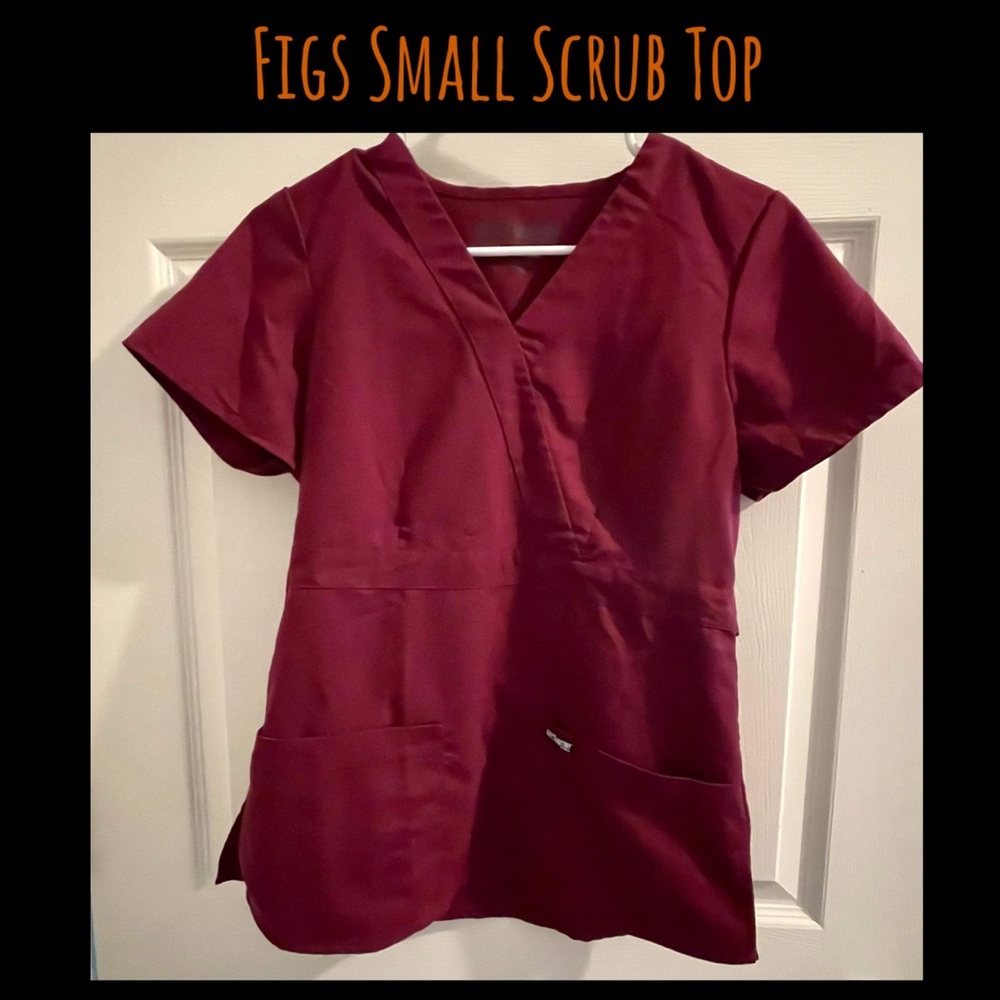 Figs Scrub Top Small Burgandy